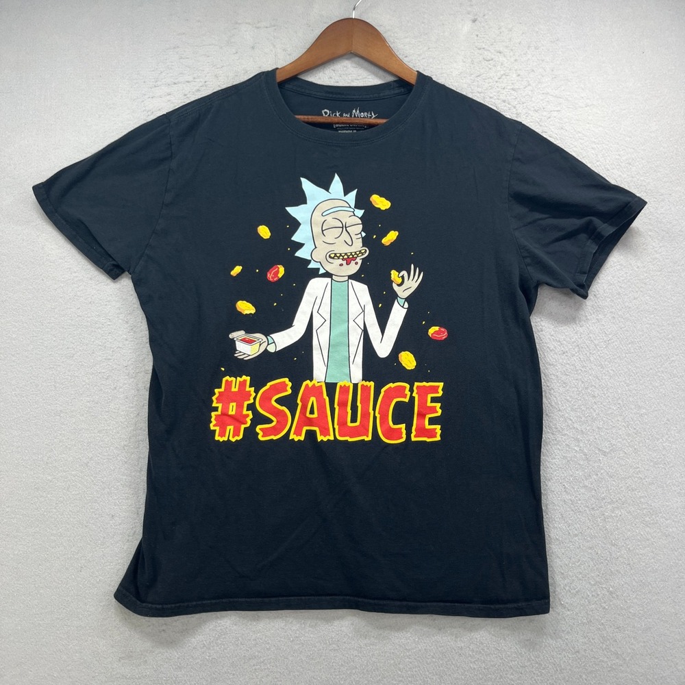 Rick and Morty T Shirt Mens Large Black Sauce Rick Sanchez Cartoon Graphic Tee